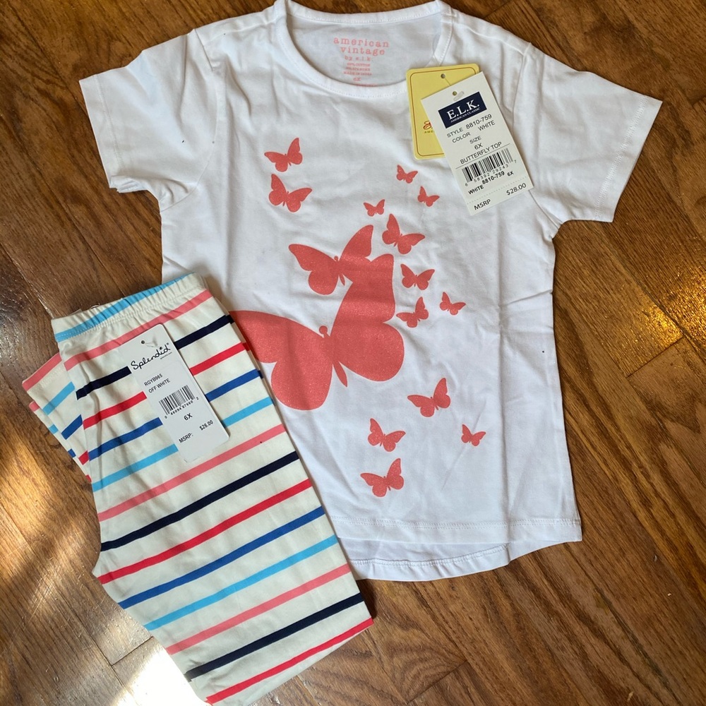 Butterfly and Stripes leggings set